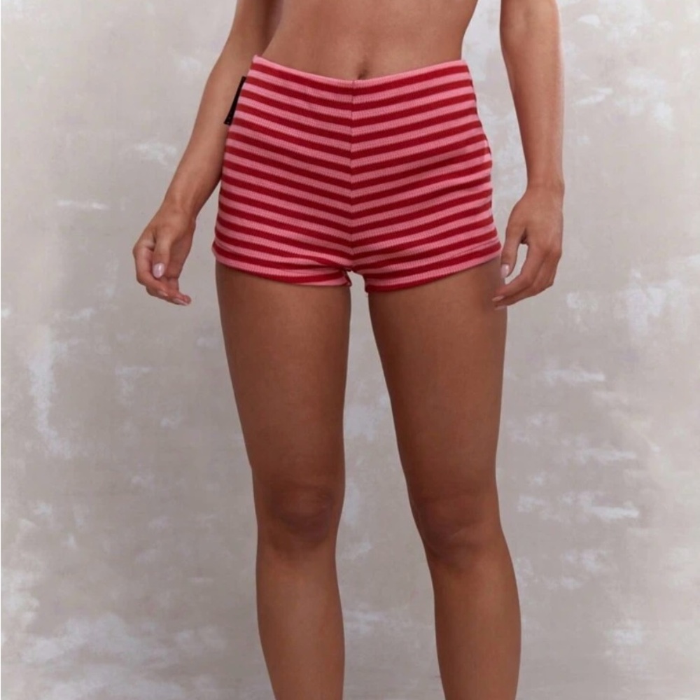 Missguided High Waist Red and White Striped Micro Shorts
